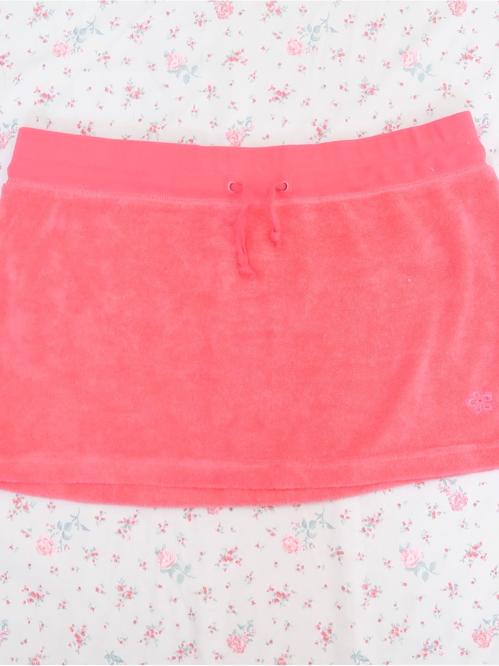 BONGO Coral Pink Terry Mini Skirt with Drawstring Waist